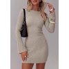 image:imagePRETTYGARDEN Womens Boat Neck Bell Long Sleeve Mini Dress  High Stretch Ribbed KnitVersatile Basic Slim Fit BodyconShort Night Out Party Cocktail DressesFall Winter Fashion ClothingApricot