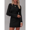 image:imagePRETTYGARDEN Womens Boat Neck Bell Long Sleeve Mini Dress  High Stretch Ribbed KnitVersatile Basic Slim Fit BodyconShort Night Out Party Cocktail DressesFall Winter Fashion ClothingBlack