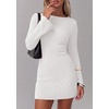 image:imagePRETTYGARDEN Womens Boat Neck Bell Long Sleeve Mini Dress  High Stretch Ribbed KnitVersatile Basic Slim Fit BodyconShort Night Out Party Cocktail DressesFall Winter Fashion ClothingWhite