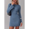 image:imagePRETTYGARDEN Womens Boat Neck Bell Long Sleeve Mini Dress  High Stretch Ribbed KnitVersatile Basic Slim Fit BodyconShort Night Out Party Cocktail DressesFall Winter Fashion ClothingGrey Blue