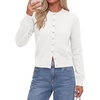 image:imagePRETTYGARDEN Womens Cropped Button Up Knit Cardigan Sweater  Cute Crewneck Long Sleeve Lightweight Tops 2026 Fall Trendy Slim Fit Soft Cozy Casual Cardigans Holiday Party SweatersWhite