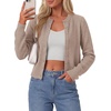 image:imagePRETTYGARDEN Womens Cropped Button Up Knit Cardigan Sweater  Cute Crewneck Long Sleeve Lightweight Tops 2026 Fall Trendy Slim Fit Soft Cozy Casual Cardigans Holiday Party SweatersKhaki