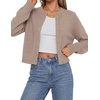 image:imagePRETTYGARDEN Womens Cropped Button Up Knit Cardigan Sweater  Cute Crewneck Long Sleeve Lightweight Tops 2026 Fall Trendy Slim Fit Soft Cozy Casual Cardigans Holiday Party SweatersKhaki