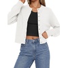 image:imagePRETTYGARDEN Womens Cropped Button Up Knit Cardigan Sweater  Cute Crewneck Long Sleeve Lightweight Tops 2026 Fall Trendy Slim Fit Soft Cozy Casual Cardigans Holiday Party SweatersWhite