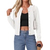 image:imagePRETTYGARDEN Womens Cropped Button Up Knit Cardigan Sweater  Cute Crewneck Long Sleeve Lightweight Tops 2026 Fall Trendy Slim Fit Soft Cozy Casual Cardigans Holiday Party SweatersWhite