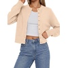 image:imagePRETTYGARDEN Womens Cropped Button Up Knit Cardigan Sweater  Cute Crewneck Long Sleeve Lightweight Tops 2026 Fall Trendy Slim Fit Soft Cozy Casual Cardigans Holiday Party SweatersBeige