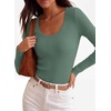 image:imagePRETTYGARDEN Womens Fall Lightweight Ribbed Knit Sweaters  Stretchy Cozy KnitwearScalloped Scoop NeckLong Sleeve ShirtsSlim Fitted PulloverBasic Layering TopsCute Casual OutfitsSage Green