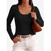 image:imagePRETTYGARDEN Womens Fall Lightweight Ribbed Knit Sweaters  Stretchy Cozy KnitwearScalloped Scoop NeckLong Sleeve ShirtsSlim Fitted PulloverBasic Layering TopsCute Casual OutfitsBlack