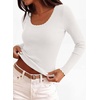 image:imagePRETTYGARDEN Womens Fall Lightweight Ribbed Knit Sweaters  Stretchy Cozy KnitwearScalloped Scoop NeckLong Sleeve ShirtsSlim Fitted PulloverBasic Layering TopsCute Casual OutfitsWhite