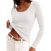 image:imagePRETTYGARDEN Womens Fall Lightweight Ribbed Knit Sweaters  Stretchy Cozy KnitwearScalloped Scoop NeckLong Sleeve ShirtsSlim Fitted PulloverBasic Layering TopsCute Casual OutfitsWhite