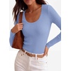 image:imagePRETTYGARDEN Womens Fall Lightweight Ribbed Knit Sweaters  Stretchy Cozy KnitwearScalloped Scoop NeckLong Sleeve ShirtsSlim Fitted PulloverBasic Layering TopsCute Casual OutfitsLight Blue