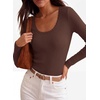 image:imagePRETTYGARDEN Womens Fall Lightweight Ribbed Knit Sweaters  Stretchy Cozy KnitwearScalloped Scoop NeckLong Sleeve ShirtsSlim Fitted PulloverBasic Layering TopsCute Casual OutfitsBrown