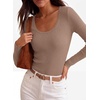 image:imagePRETTYGARDEN Womens Fall Lightweight Ribbed Knit Sweaters  Stretchy Cozy KnitwearScalloped Scoop NeckLong Sleeve ShirtsSlim Fitted PulloverBasic Layering TopsCute Casual OutfitsKhaki