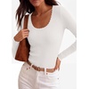 image:imagePRETTYGARDEN Womens Fall Lightweight Ribbed Knit Sweaters  Stretchy Cozy KnitwearScalloped Scoop NeckLong Sleeve ShirtsSlim Fitted PulloverBasic Layering TopsCute Casual OutfitsWhite