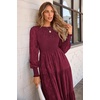 image:imagePRETTYGARDEN Womens Fall Midi Wedding Guest Dresses  Floral Boho Puff Long Sleeve Flowy Long Smocked Tiered Pockets Fit and Flare Holiday Party Elegant Spring OutfitsWine Red