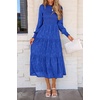 image:imagePRETTYGARDEN Womens Fall Midi Wedding Guest Dresses  Floral Boho Puff Long Sleeve Flowy Long Smocked Tiered Pockets Fit and Flare Holiday Party Elegant Spring OutfitsRoyal Blue