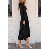 image:imagePRETTYGARDEN Womens Fall Midi Wedding Guest Dresses  Floral Boho Puff Long Sleeve Flowy Long Smocked Tiered Pockets Fit and Flare Holiday Party Elegant Spring OutfitsBlack