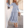 image:imagePRETTYGARDEN Womens Fall Midi Wedding Guest Dresses  Floral Boho Puff Long Sleeve Flowy Long Smocked Tiered Pockets Fit and Flare Holiday Party Elegant Spring OutfitsGrey Blue