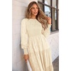 image:imagePRETTYGARDEN Womens Fall Midi Wedding Guest Dresses  Floral Boho Puff Long Sleeve Flowy Long Smocked Tiered Pockets Fit and Flare Holiday Party Elegant Spring OutfitsBeige