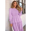 image:imagePRETTYGARDEN Womens Fall Midi Wedding Guest Dresses  Floral Boho Puff Long Sleeve Flowy Long Smocked Tiered Pockets Fit and Flare Holiday Party Elegant Spring OutfitsPurple