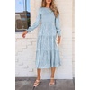 image:imagePRETTYGARDEN Womens Fall Midi Wedding Guest Dresses  Floral Boho Puff Long Sleeve Flowy Long Smocked Tiered Pockets Fit and Flare Holiday Party Elegant Spring OutfitsLight Blue