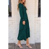 image:imagePRETTYGARDEN Womens Fall Midi Wedding Guest Dresses  Floral Boho Puff Long Sleeve Flowy Long Smocked Tiered Pockets Fit and Flare Holiday Party Elegant Spring OutfitsMalachite Green