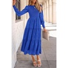 image:imagePRETTYGARDEN Womens Fall Midi Wedding Guest Dresses  Floral Boho Puff Long Sleeve Flowy Long Smocked Tiered Pockets Fit and Flare Holiday Party Elegant Spring OutfitsRoyal Blue