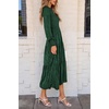 image:imagePRETTYGARDEN Womens Fall Midi Wedding Guest Dresses  Floral Boho Puff Long Sleeve Flowy Long Smocked Tiered Pockets Fit and Flare Holiday Party Elegant Spring OutfitsDark Green