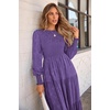 image:imagePRETTYGARDEN Womens Fall Midi Wedding Guest Dresses  Floral Boho Puff Long Sleeve Flowy Long Smocked Tiered Pockets Fit and Flare Holiday Party Elegant Spring OutfitsDark Purple