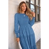 image:imagePRETTYGARDEN Womens Fall Midi Wedding Guest Dresses  Floral Boho Puff Long Sleeve Flowy Long Smocked Tiered Pockets Fit and Flare Holiday Party Elegant Spring OutfitsBlue