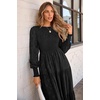 image:imagePRETTYGARDEN Womens Fall Midi Wedding Guest Dresses  Floral Boho Puff Long Sleeve Flowy Long Smocked Tiered Pockets Fit and Flare Holiday Party Elegant Spring OutfitsBlack