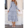image:imagePRETTYGARDEN Womens Fall Midi Wedding Guest Dresses  Floral Boho Puff Long Sleeve Flowy Long Smocked Tiered Pockets Fit and Flare Holiday Party Elegant Spring OutfitsGrey Blue