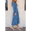 image:imagePRETTYGARDEN Womens Fall Midi Wedding Guest Dresses  Floral Boho Puff Long Sleeve Flowy Long Smocked Tiered Pockets Fit and Flare Holiday Party Elegant Spring OutfitsBlue