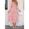 image:imagePRETTYGARDEN Womens Fall Midi Wedding Guest Dresses  Floral Boho Puff Long Sleeve Flowy Long Smocked Tiered Pockets Fit and Flare Holiday Party Elegant Spring OutfitsPink
