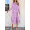 image:imagePRETTYGARDEN Womens Fall Midi Wedding Guest Dresses  Floral Boho Puff Long Sleeve Flowy Long Smocked Tiered Pockets Fit and Flare Holiday Party Elegant Spring OutfitsPurple