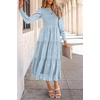 image:imagePRETTYGARDEN Womens Fall Midi Wedding Guest Dresses  Floral Boho Puff Long Sleeve Flowy Long Smocked Tiered Pockets Fit and Flare Holiday Party Elegant Spring OutfitsLight Blue