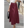 image:imagePRETTYGARDEN Womens Faux Leather High Waisted Midi Skirt  Flowy A Line Pleated Skirts Elegant Swing Flared Work Business Casual Outfits Fall Winter Fashion ClothesWine Red