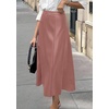 image:imagePRETTYGARDEN Womens Faux Leather High Waisted Midi Skirt  Flowy A Line Pleated Skirts Elegant Swing Flared Work Business Casual Outfits Fall Winter Fashion ClothesDusty Pink
