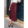 image:imagePRETTYGARDEN Womens Faux Leather High Waisted Midi Skirt  Flowy A Line Pleated Skirts Elegant Swing Flared Work Business Casual Outfits Fall Winter Fashion ClothesWine Red