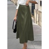 image:imagePRETTYGARDEN Womens Faux Leather High Waisted Midi Skirt  Flowy A Line Pleated Skirts Elegant Swing Flared Work Business Casual Outfits Fall Winter Fashion ClothesArmy Green