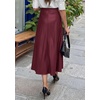 image:imagePRETTYGARDEN Womens Faux Leather High Waisted Midi Skirt  Flowy A Line Pleated Skirts Elegant Swing Flared Work Business Casual Outfits Fall Winter Fashion ClothesWine Red
