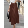 image:imagePRETTYGARDEN Womens Faux Leather High Waisted Midi Skirt  Flowy A Line Pleated Skirts Elegant Swing Flared Work Business Casual Outfits Fall Winter Fashion ClothesCoffee