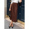 image:imagePRETTYGARDEN Womens Faux Leather High Waisted Midi Skirt  Flowy A Line Pleated Skirts Elegant Swing Flared Work Business Casual Outfits Fall Winter Fashion ClothesCoffee