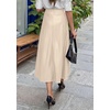 image:imagePRETTYGARDEN Womens Faux Leather High Waisted Midi Skirt  Flowy A Line Pleated Skirts Elegant Swing Flared Work Business Casual Outfits Fall Winter Fashion ClothesBeige