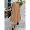 image:imagePRETTYGARDEN Womens Faux Leather High Waisted Midi Skirt  Flowy A Line Pleated Skirts Elegant Swing Flared Work Business Casual Outfits Fall Winter Fashion ClothesKhaki