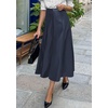 image:imagePRETTYGARDEN Womens Faux Leather High Waisted Midi Skirt  Flowy A Line Pleated Skirts Elegant Swing Flared Work Business Casual Outfits Fall Winter Fashion ClothesNavy