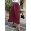 image:imagePRETTYGARDEN Womens Faux Leather High Waisted Midi Skirt  Flowy A Line Pleated Skirts Elegant Swing Flared Work Business Casual Outfits Fall Winter Fashion ClothesWine Red