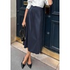 image:imagePRETTYGARDEN Womens Faux Leather High Waisted Midi Skirt  Flowy A Line Pleated Skirts Elegant Swing Flared Work Business Casual Outfits Fall Winter Fashion ClothesNavy