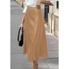 image:imagePRETTYGARDEN Womens Faux Leather High Waisted Midi Skirt  Flowy A Line Pleated Skirts Elegant Swing Flared Work Business Casual Outfits Fall Winter Fashion ClothesKhaki