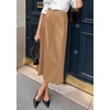 image:imagePRETTYGARDEN Womens Faux Leather High Waisted Midi Skirt  Flowy A Line Pleated Skirts Elegant Swing Flared Work Business Casual Outfits Fall Winter Fashion ClothesKhaki